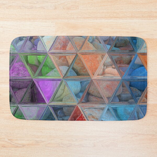 Item preview, Maximalist Abstract Art Triangles Mosaic over Colorful Beach Pebbles 2 of 4 designed and sold by Beachy.