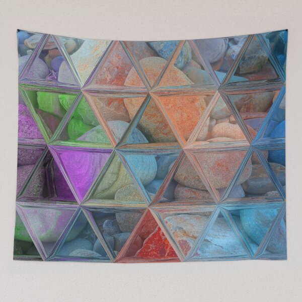 Item preview, Maximalist Abstract Art Triangles Mosaic over Colorful Beach Pebbles 2 of 4 designed and sold by Beachy.