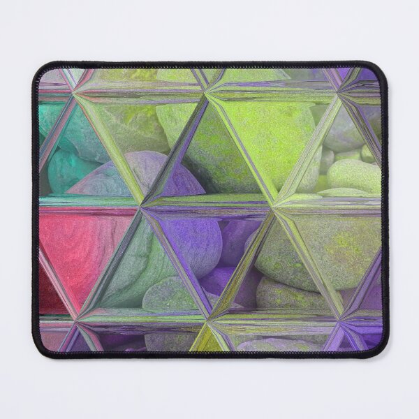 Item preview, Maximalist Abstract Art Triangles Mosaic over Colorful Beach Pebbles 3 of 4 designed and sold by Beachy.