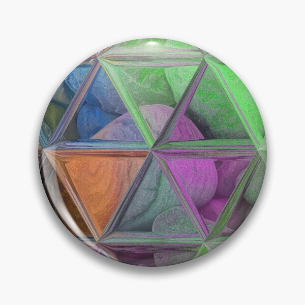Item preview, Maximalist Abstract Art Triangles Mosaic over Colorful Beach Pebbles 4 of 4 designed and sold by Beachy.