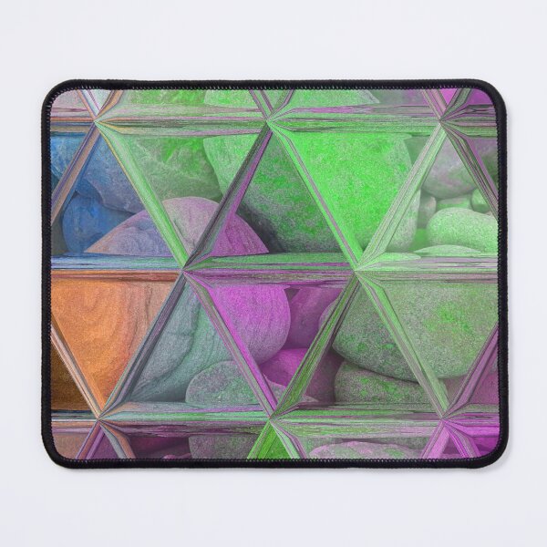 Item preview, Maximalist Abstract Art Triangles Mosaic over Colorful Beach Pebbles 4 of 4 designed and sold by Beachy.