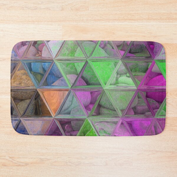 Item preview, Maximalist Abstract Art Triangles Mosaic over Colorful Beach Pebbles 4 of 4 designed and sold by Beachy.