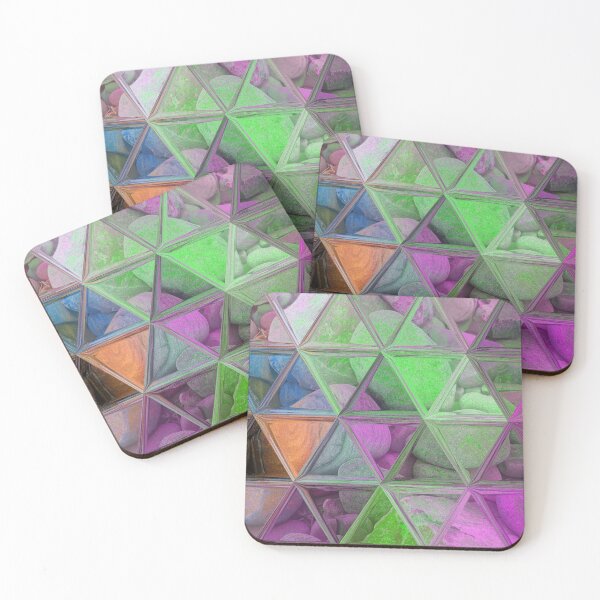 Item preview, Maximalist Abstract Art Triangles Mosaic over Colorful Beach Pebbles 4 of 4 designed and sold by Beachy.