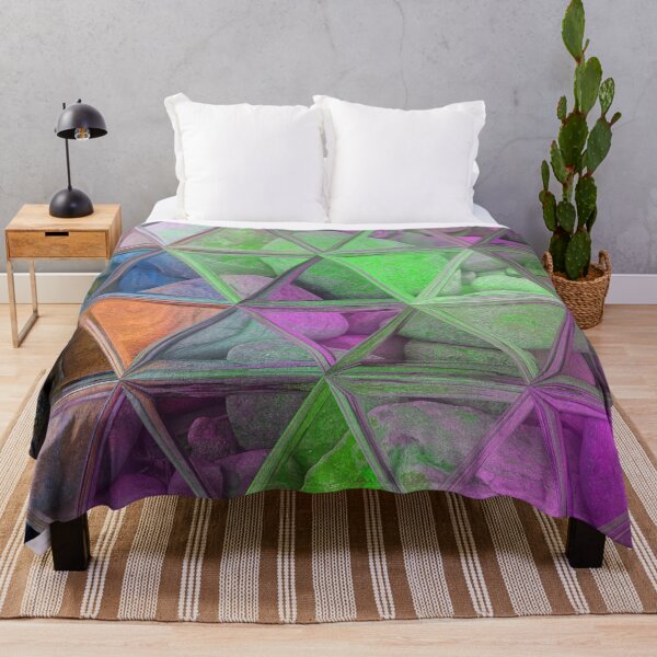 Item preview, Maximalist Abstract Art Triangles Mosaic over Colorful Beach Pebbles 4 of 4 designed and sold by Beachy.