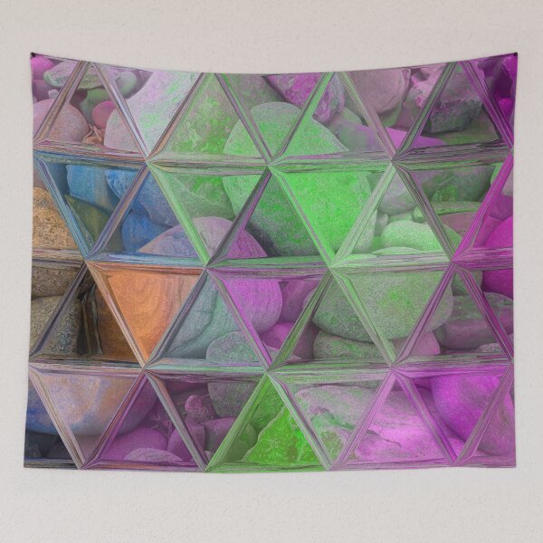 Item preview, Maximalist Abstract Art Triangles Mosaic over Colorful Beach Pebbles 4 of 4 designed and sold by Beachy.