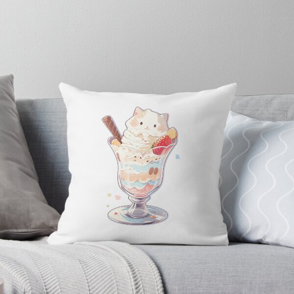 Item preview, Cute Kawaii Cat Ice Cream in a Glass designed and sold by CozyKawaiiArt.