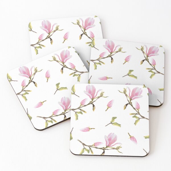 Item preview, Watercolor pink Magnolia Seamless Pattern White background Hand painted illustration  designed and sold by BartolArt.