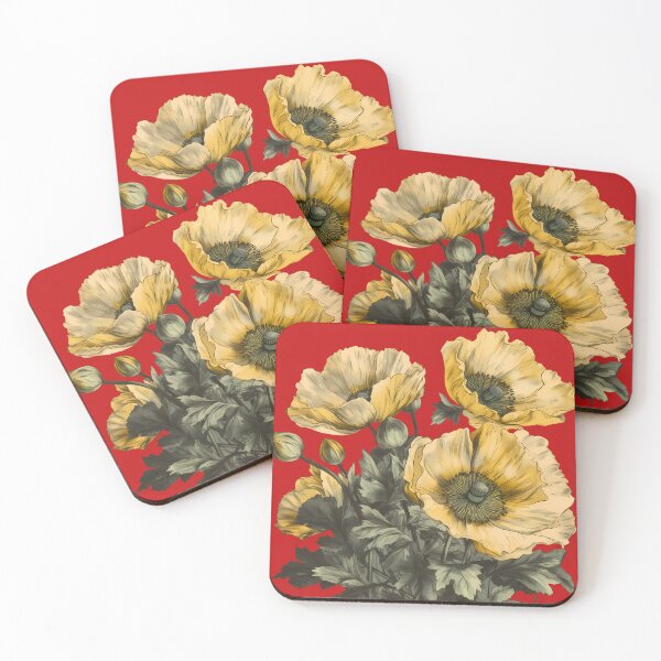 Item preview, Cluster Of Yellow Poppies On Red designed and sold by HouseOfRosy.