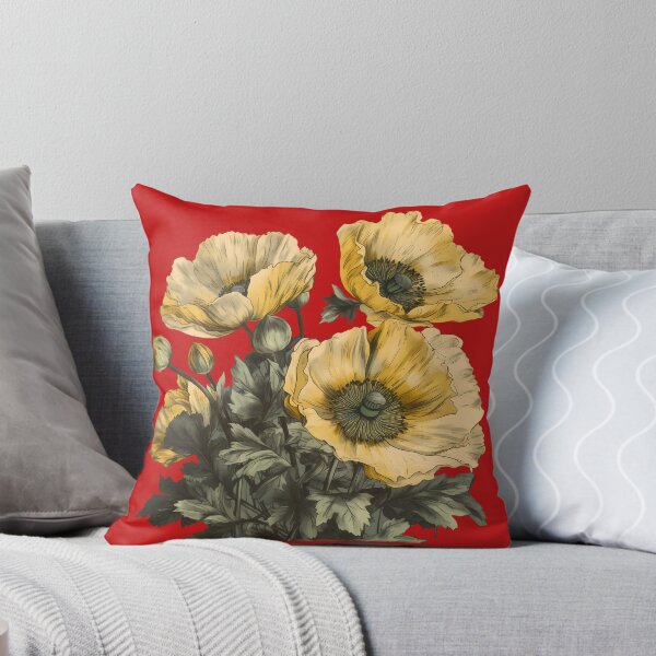 Item preview, Cluster Of Yellow Poppies On Red designed and sold by HouseOfRosy.