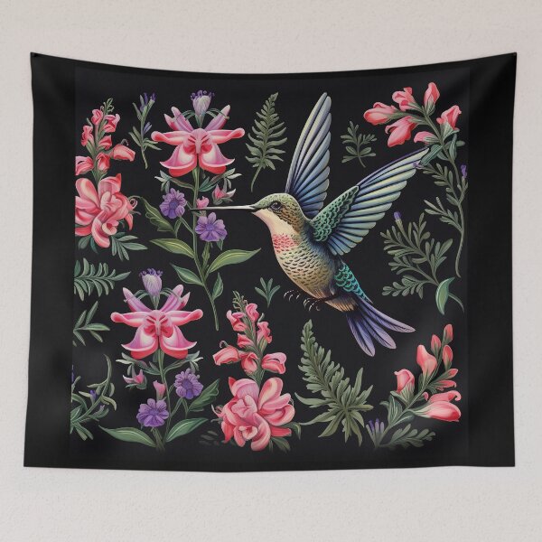 Item preview, Hummingbird & Salvia Flowers Pattern designed and sold by seaj4y3.