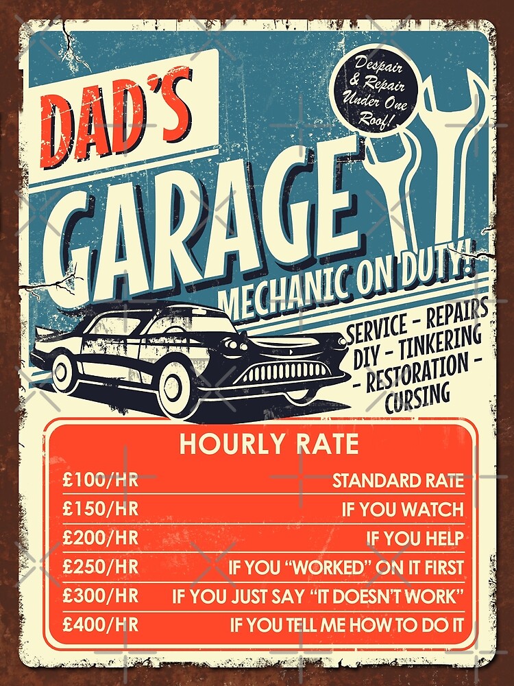 Dad's Garage Sign, Garage Sign, Gift for Dad, Mechanics Gift, Gift