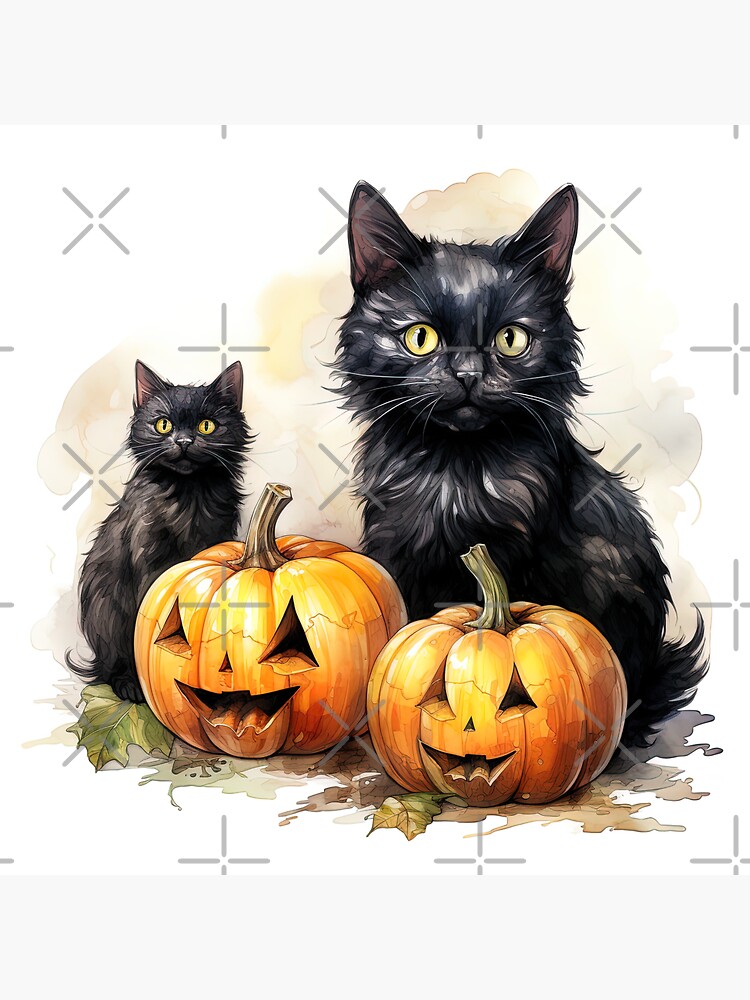 Celebrate Halloween with Black Cat and Pumpkin Sticker Fun