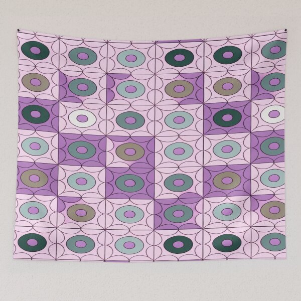 Item preview, Purple and pink circles and square pattern  designed and sold by BirdsnStuff.