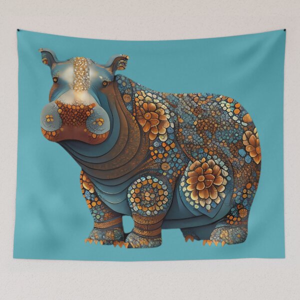 Item preview, Patterned Hippopotamus designed and sold by HouseOfRosy.