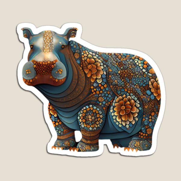 Item preview, Patterned Hippopotamus designed and sold by HouseOfRosy.