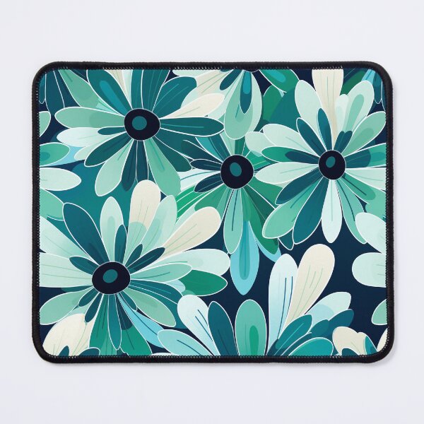Item preview, Green White and Blue Minimalistic Floral Pattern designed and sold by CoputerEasel.