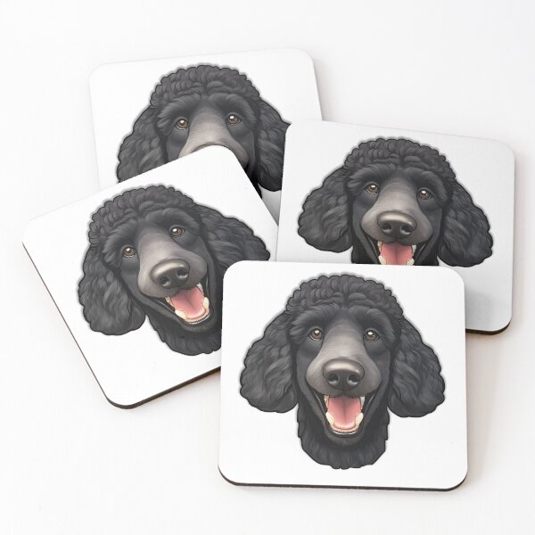 Artikelvorschau, Schwarzer Standardpudelhund Emoji niedlicher Cartoon entworfen und verkauft von DrFaust-Designs.