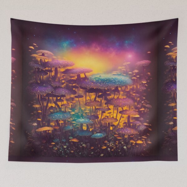 Item preview, Magic Mushrooms Glowing at Night designed and sold by SoccaTamam.