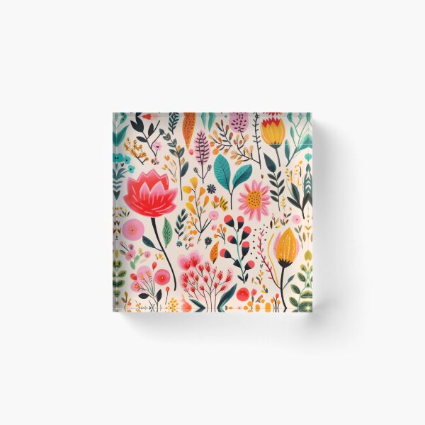 Item preview, Folkart Flower Collage Painting Print Background designed and sold by PaperieJennifer.