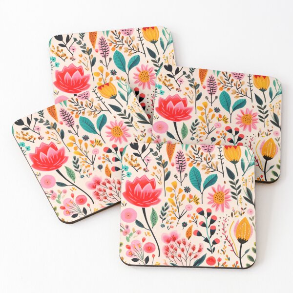 Item preview, Folkart Flower Collage Painting Print Background designed and sold by PaperieJennifer.