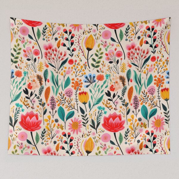 Item preview, Folkart Flower Collage Painting Print Background designed and sold by PaperieJennifer.