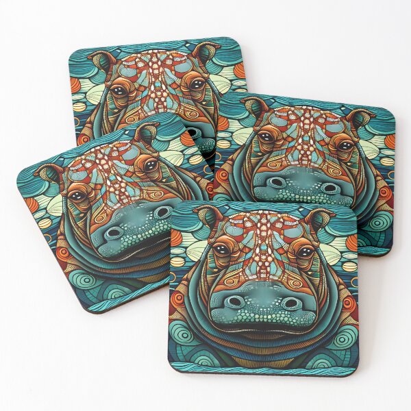 Item preview, Patterned Hippopotamus Face designed and sold by HouseOfRosy.