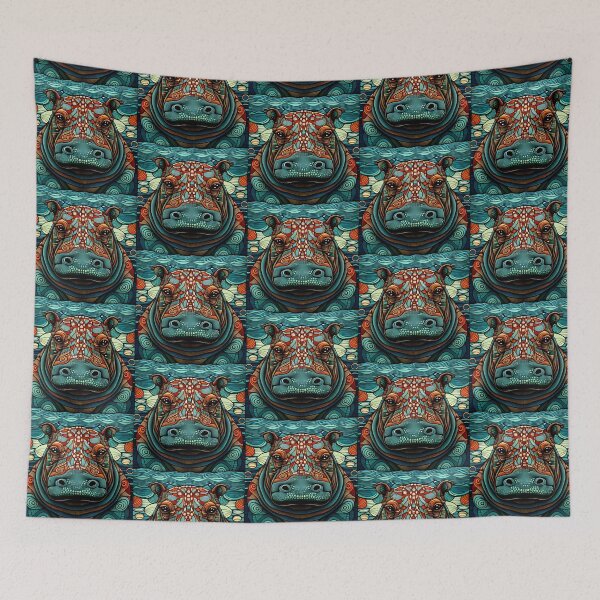 Item preview, Patterned Hippopotamus Face designed and sold by HouseOfRosy.