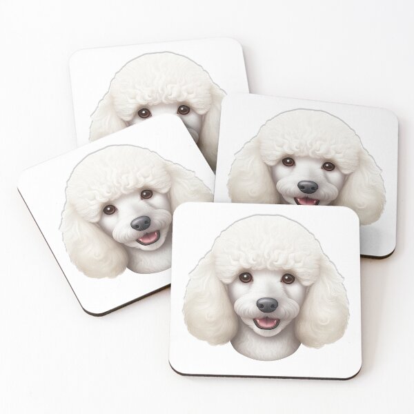 Item preview, White miniature poodle emoji cute cartoon dog designed and sold by DrFaust-Designs.