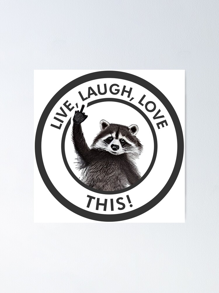 Live Laugh Love This Funny Raccoon Poster