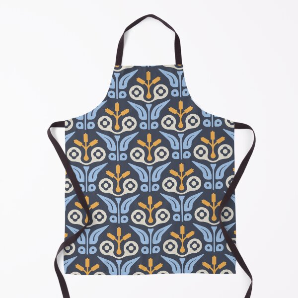 Item preview, KF 0100  C - Vintage Retro Flower 70s Modern Geometric Floral Pattern in Blue and Yellow designed and sold by KhakiFinch.