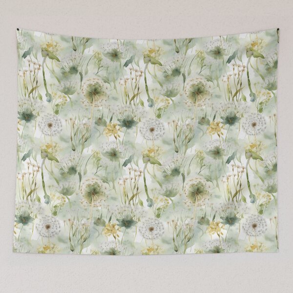 Item preview, Watercolor Dandelion Pattern Pastel Green designed and sold by Magnuna.