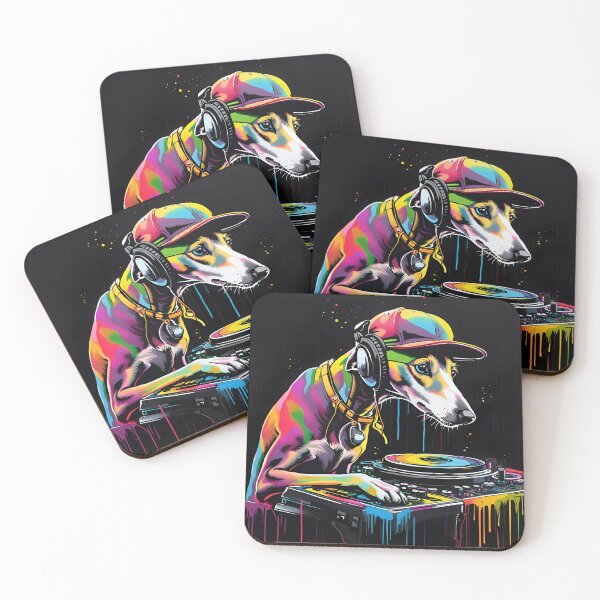 Item preview, Cool Whippet as a DJ on Mixing Decks designed and sold by Ameiva-Apparel.