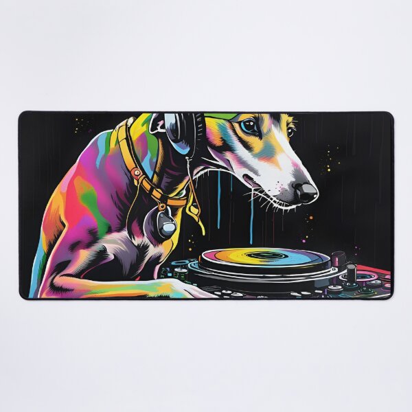 Item preview, Cool Whippet as a DJ on Mixing Decks designed and sold by Ameiva-Apparel.