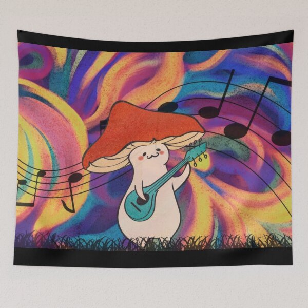 Aperçu de l'œuvre Mélodies de magie : musicien champignon mignon avec sérénade colorée créée et vendue par ThreadedExpress.