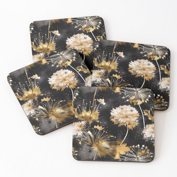 Item preview, Watercolor Dandelion Pattern Gold and Black designed and sold by Magnuna.