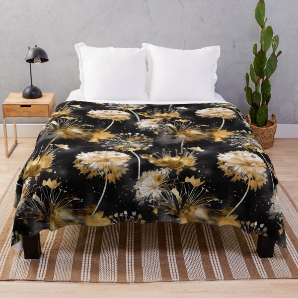 Item preview, Watercolor Dandelion Pattern Gold and Black designed and sold by Magnuna.