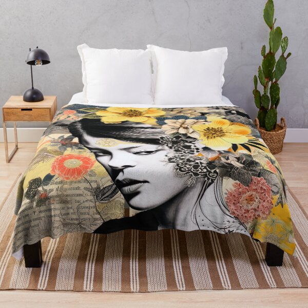Item preview, Asian woman nature collage designed and sold by FlatLandPrints.