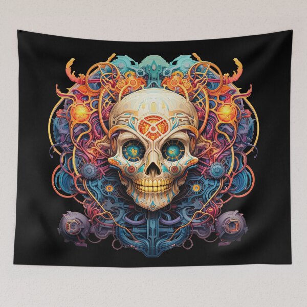 Item preview, Psychedelic Skull Trippy DMT Art designed and sold by Trippinink-.