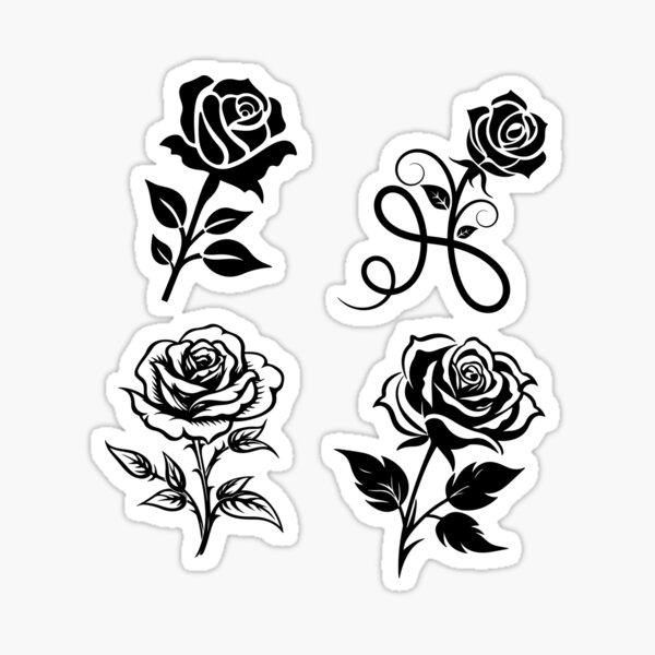 Item preview, Simple Rose Silhouette PACK, Black And White Rose designed and sold by Mazi Shop ⭐⭐⭐⭐⭐.