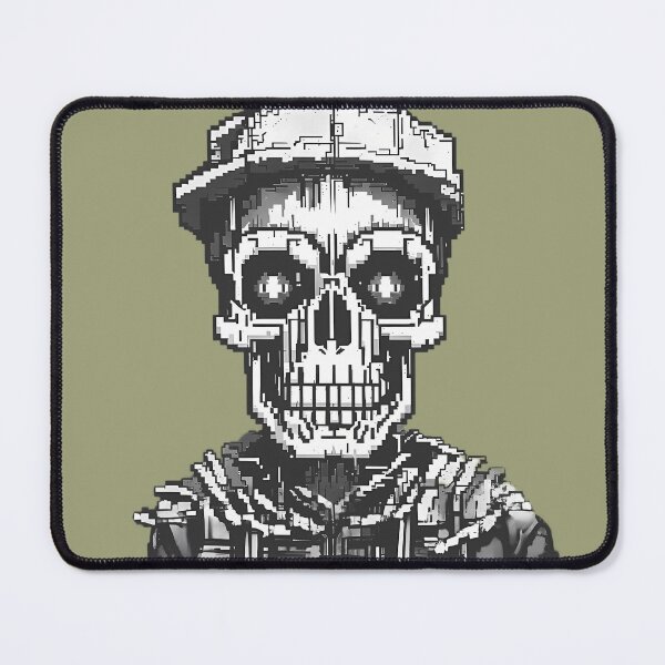 Item preview, Pixel art zombie skull, game, comic, black and white designed and sold by Time4Space.