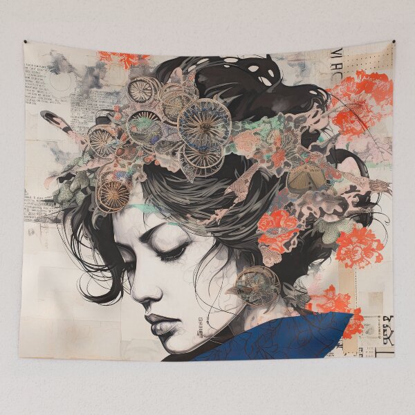 Item preview, Portrait flower woman designed and sold by FlatLandPrints.
