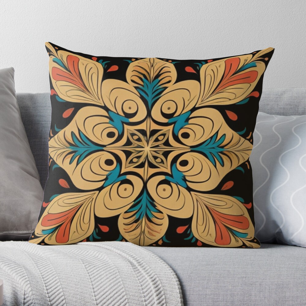 Floor Pillow Cover -Round Orange - Mandala Life ART