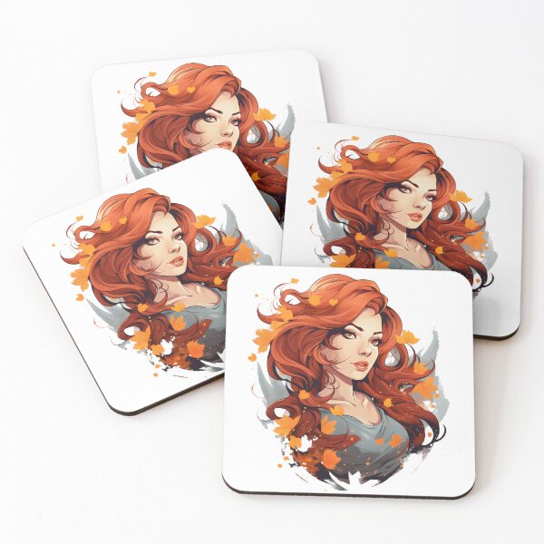 Item preview, Autumn Enchantment: Beautiful Ginger Woman with a Maple Leaf Gules designed and sold by ShiroStore.