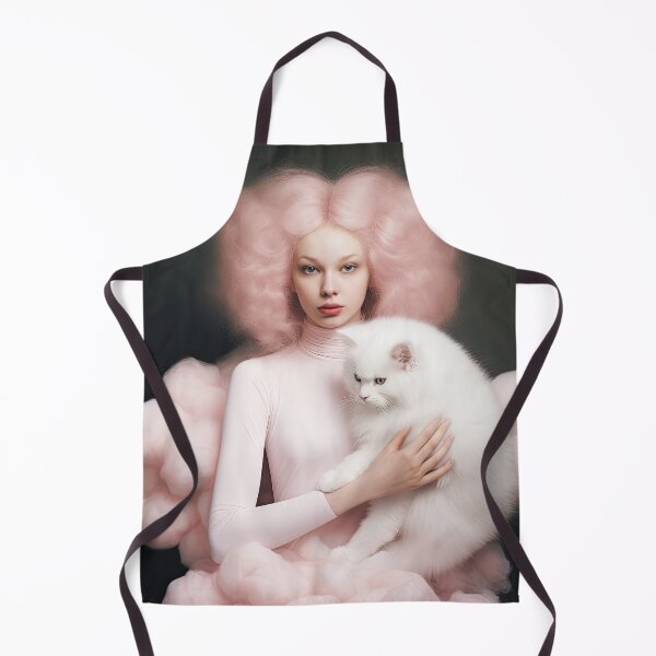 Item preview, Portrait of woman in pink with white cat designed and sold by FlatLandPrints.