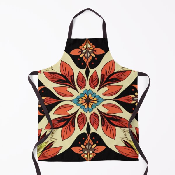 Artikelvorschau, Mandala-Blumenmuster mit Rot, Weiß, Schwarz und Gelb entworfen und verkauft von BirdsnStuff.
