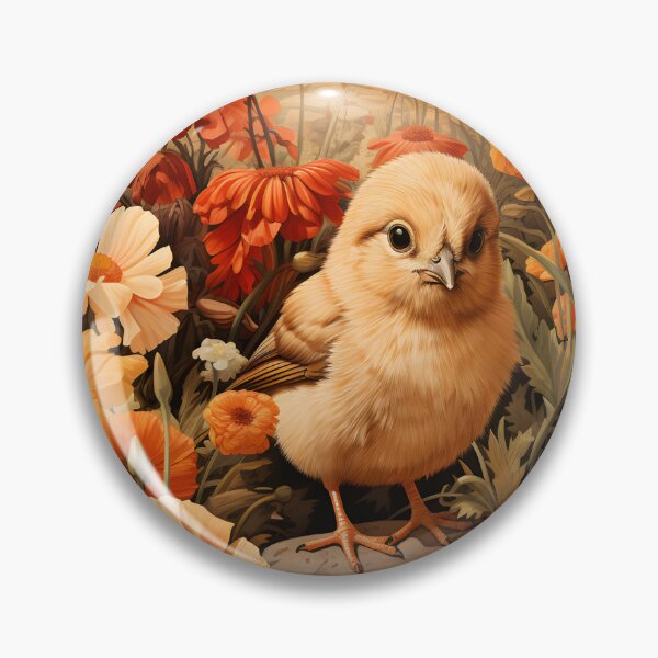 Item preview, Retro Vintage Art Style Baby Chick in Field of Wild Flowers - Whimsical Farm  designed and sold by The Whimsical Homestead.