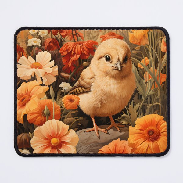 Item preview, Retro Vintage Art Style Baby Chick in Field of Wild Flowers - Whimsical Farm  designed and sold by The Whimsical Homestead.