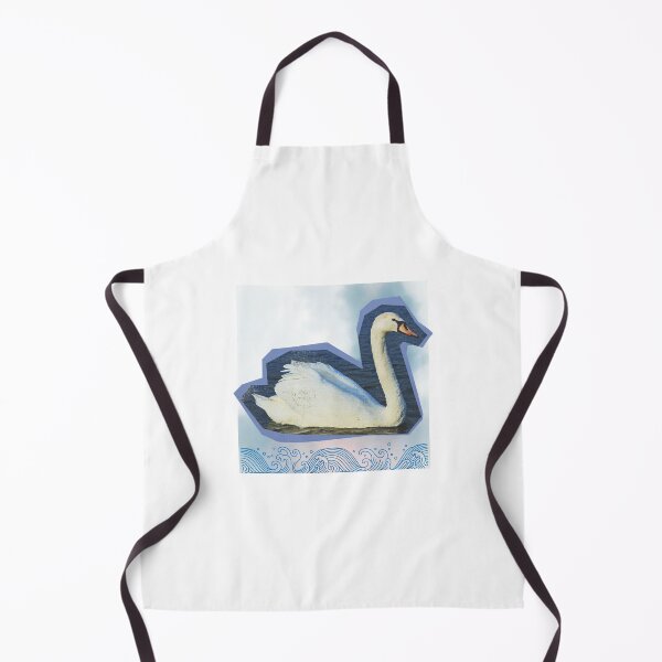 Item preview, ิWhite Swan in a Blue Lake poster style cut and paste with japanese water wave designed and sold by uriwe.