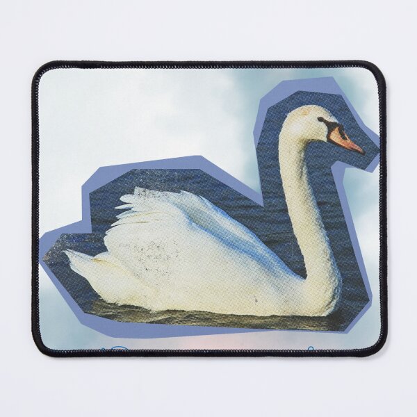 Item preview, ิWhite Swan in a Blue Lake poster style cut and paste with japanese water wave designed and sold by uriwe.