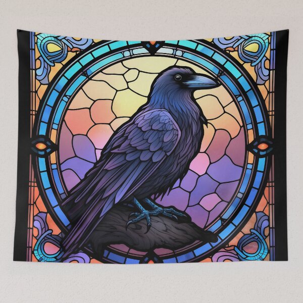 Item preview, Stained Glass Spooky Raven II designed and sold by Pixelchicken.